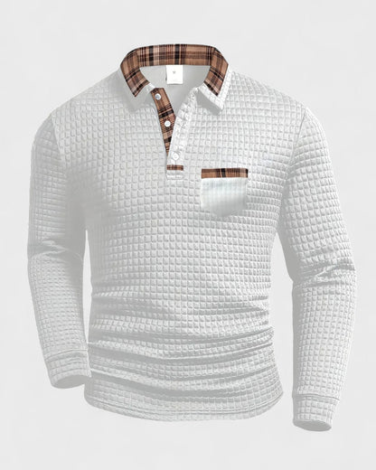 Max | Grey Textured Long-Sleeve Polo