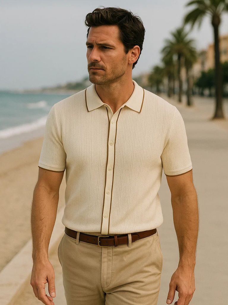 Max | Cream Zip Knit Polo