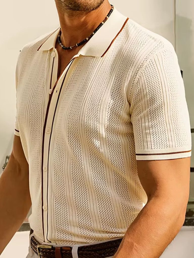 Max | Cream Zip Knit Polo