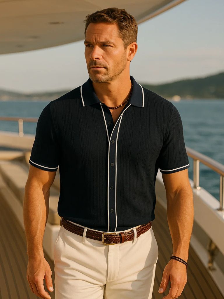 Max | Cream Zip Knit Polo