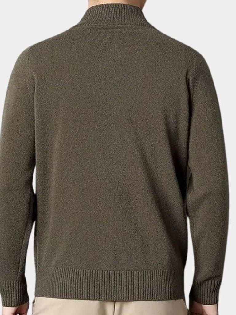 Magnus | Olive Zip-Neck Knit Jacket