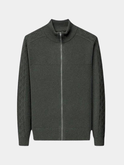 Magnus | Olive Zip-Neck Knit Jacket