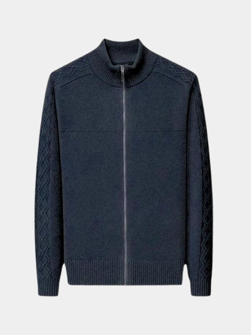 Magnus | Olive Zip-Neck Knit Jacket