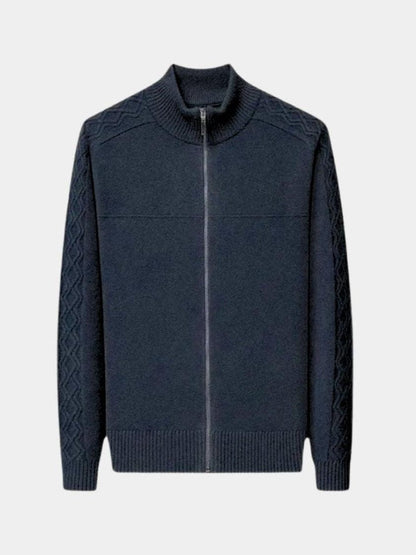 Magnus | Olive Zip-Neck Knit Jacket