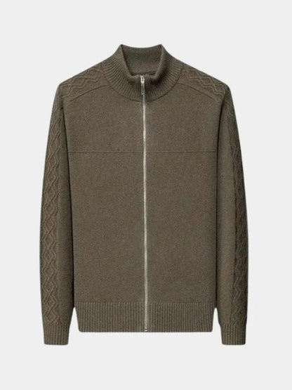 Magnus | Olive Zip-Neck Knit Jacket
