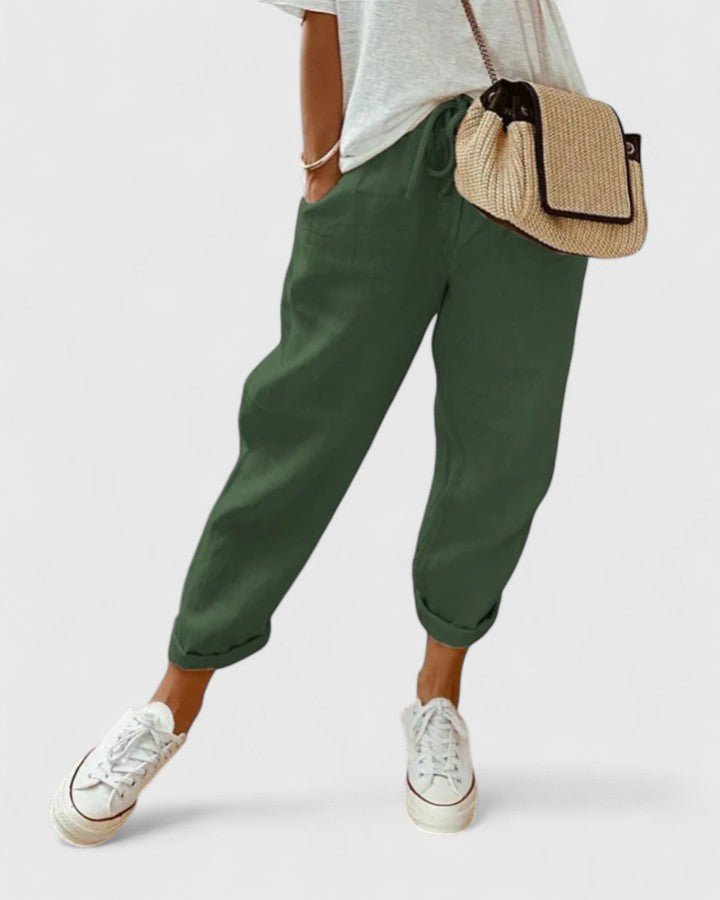 Maya | Beige Relaxed Tapered Trousers
