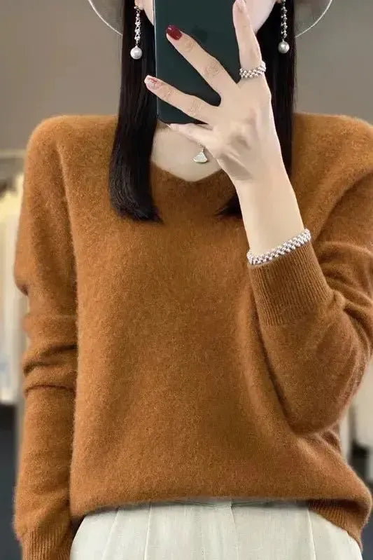 Maya | Taupe Crew-Neck Jumper