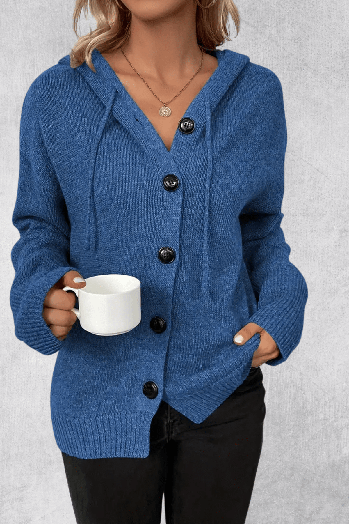 Maya | Navy Chunky Button Cardigan
