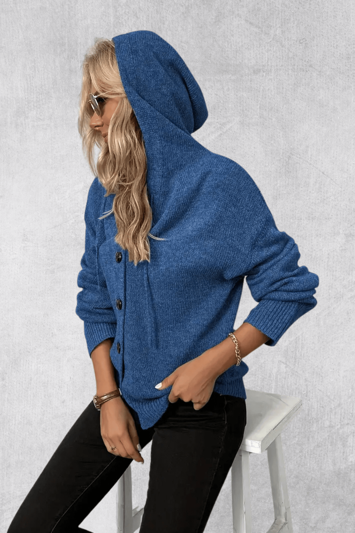 Maya | Navy Chunky Button Cardigan