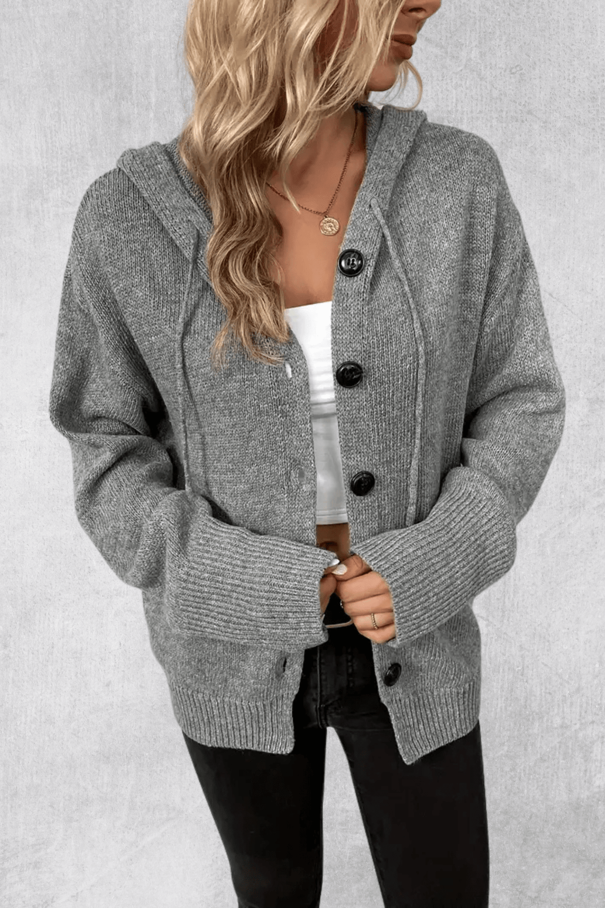 Maya | Navy Chunky Button Cardigan