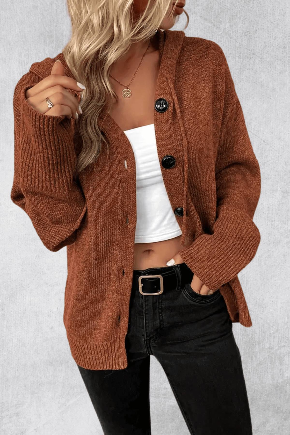Maya | Navy Chunky Button Cardigan