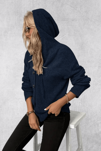 Maya | Navy Chunky Button Cardigan
