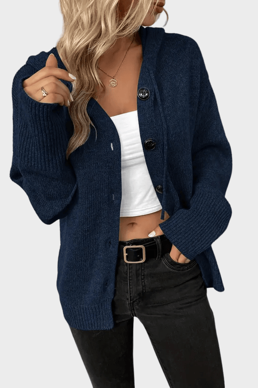 Maya | Navy Chunky Button Cardigan