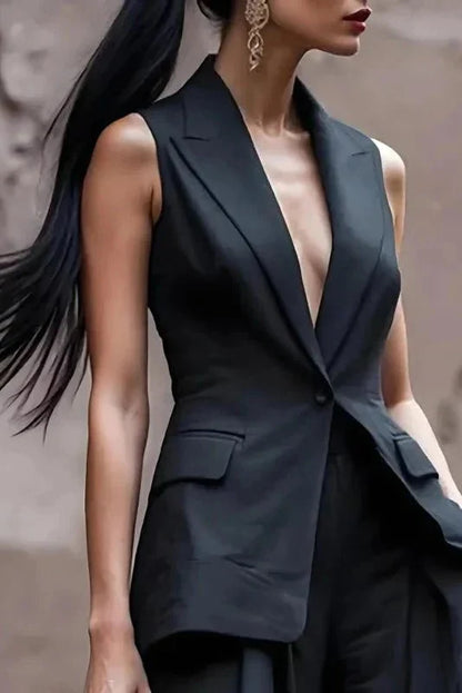Maya | Asymmetric Waistcoat & Wide-Leg Trouser Set