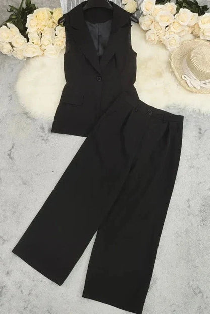 Maya | Asymmetric Waistcoat & Wide-Leg Trouser Set