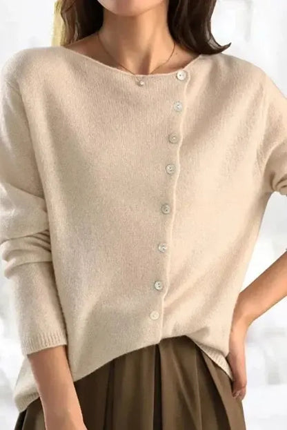 Maya | Charcoal Soft-Knit V-Neck Cardigan