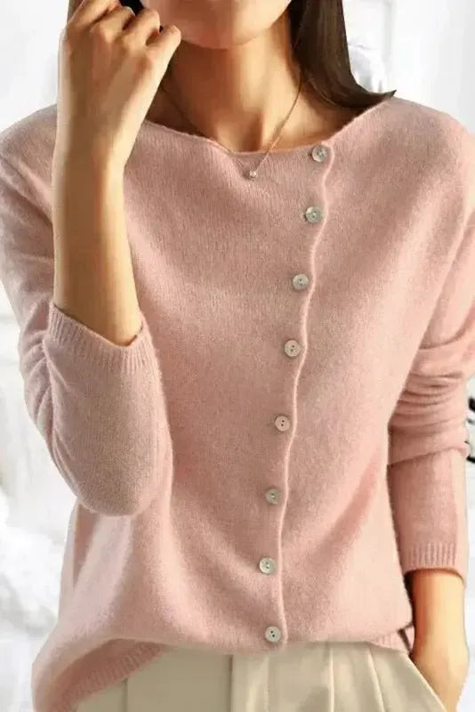 Maya | Charcoal Soft-Knit V-Neck Cardigan