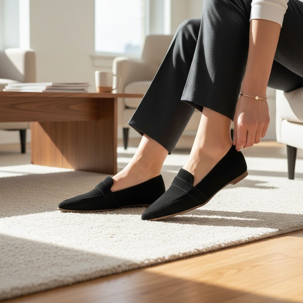 Maeve | Grey Suede-Look Loafers