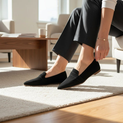 Maeve | Grey Suede-Look Loafers