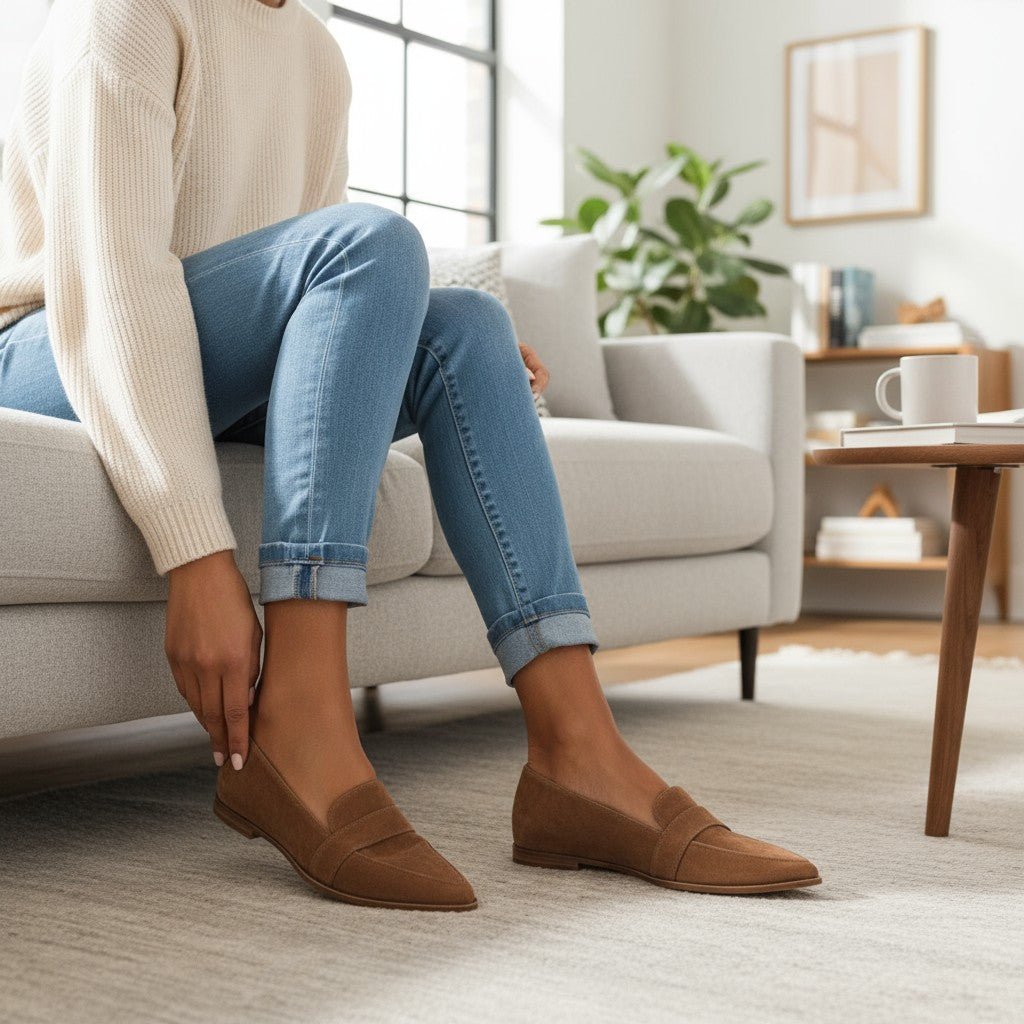 Maeve | Grey Suede-Look Loafers