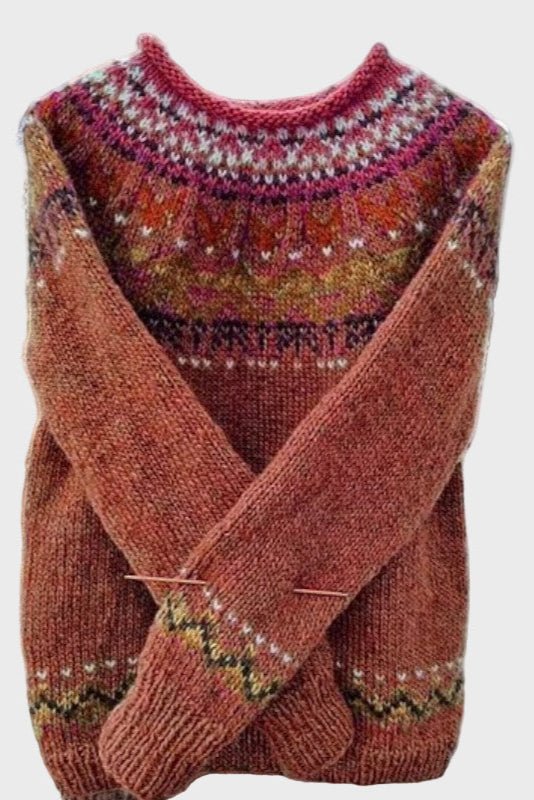 Mabel | Rust Fair Isle V-Neck Jumper