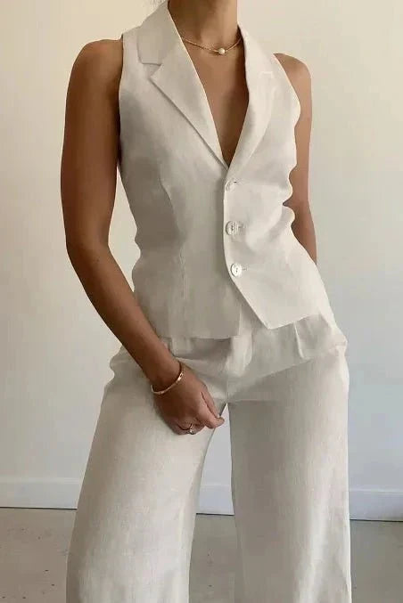 Marlene | Tailored Waistcoat & Wide-Leg Trouser Set