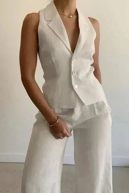 Marlene | Tailored Waistcoat & Wide-Leg Trouser Set