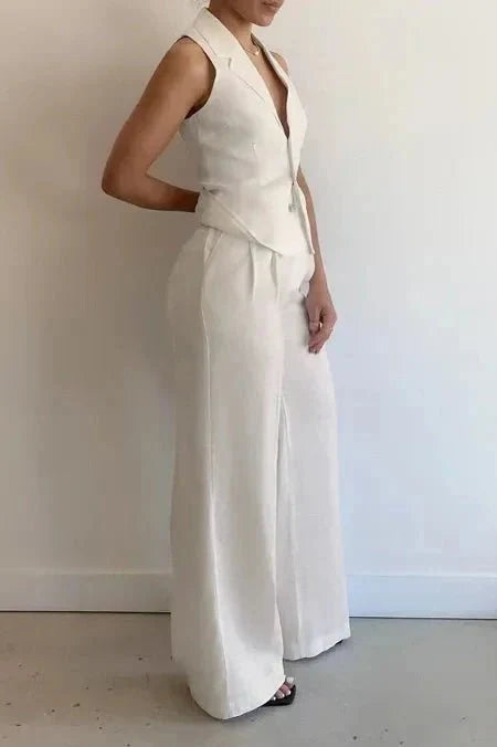 Marlene | Tailored Waistcoat & Wide-Leg Trouser Set