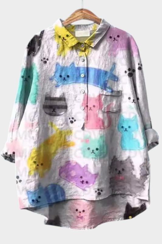 Molly | Pastel Cat Print Shirt