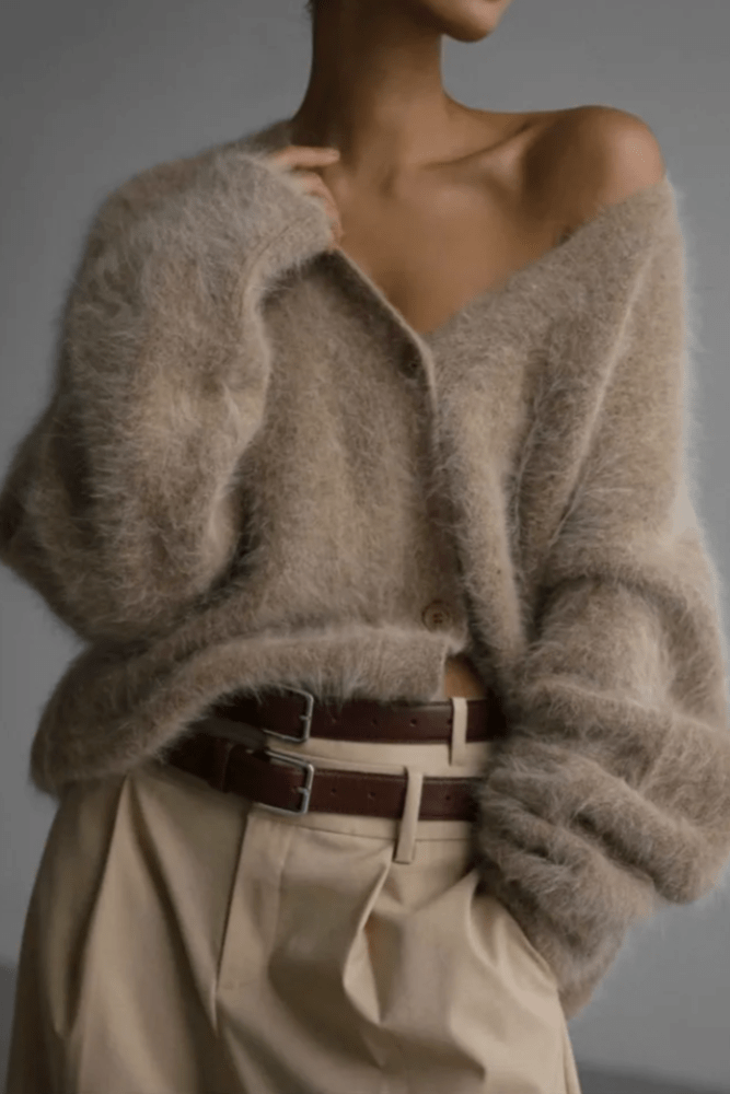 Melody | Soft Taupe V-Neck Cardigan