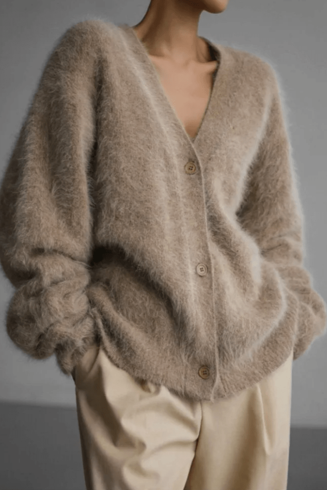 Melody | Soft Taupe V-Neck Cardigan