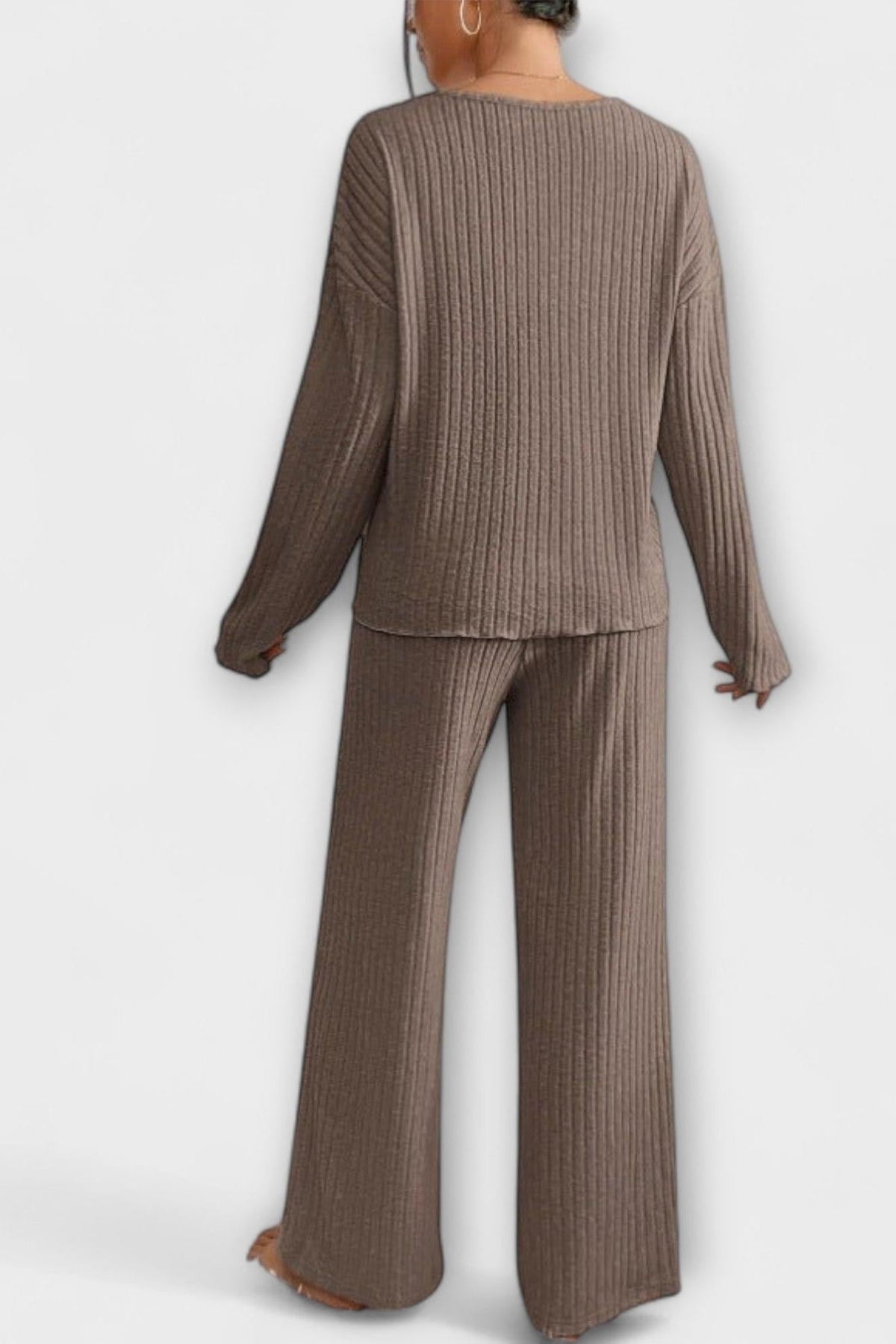 Melody | Ribbed Knit Jumper & Wide-Leg Trouser Set
