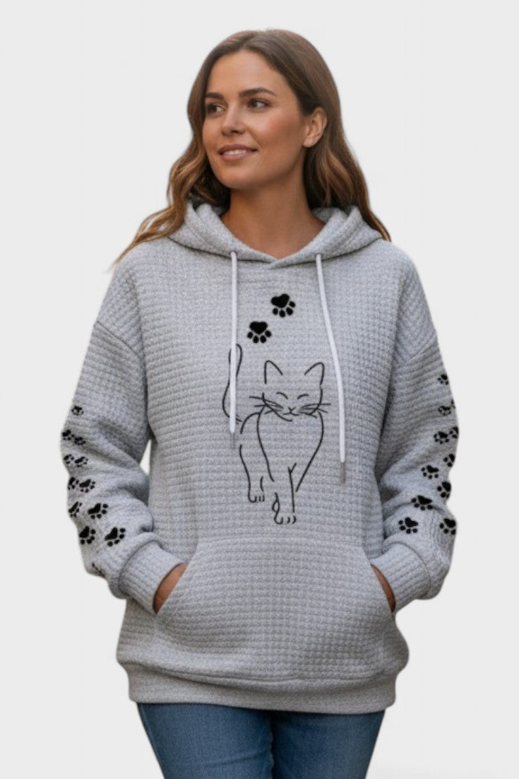 Melody | Black Cat Embroidered Hoodie