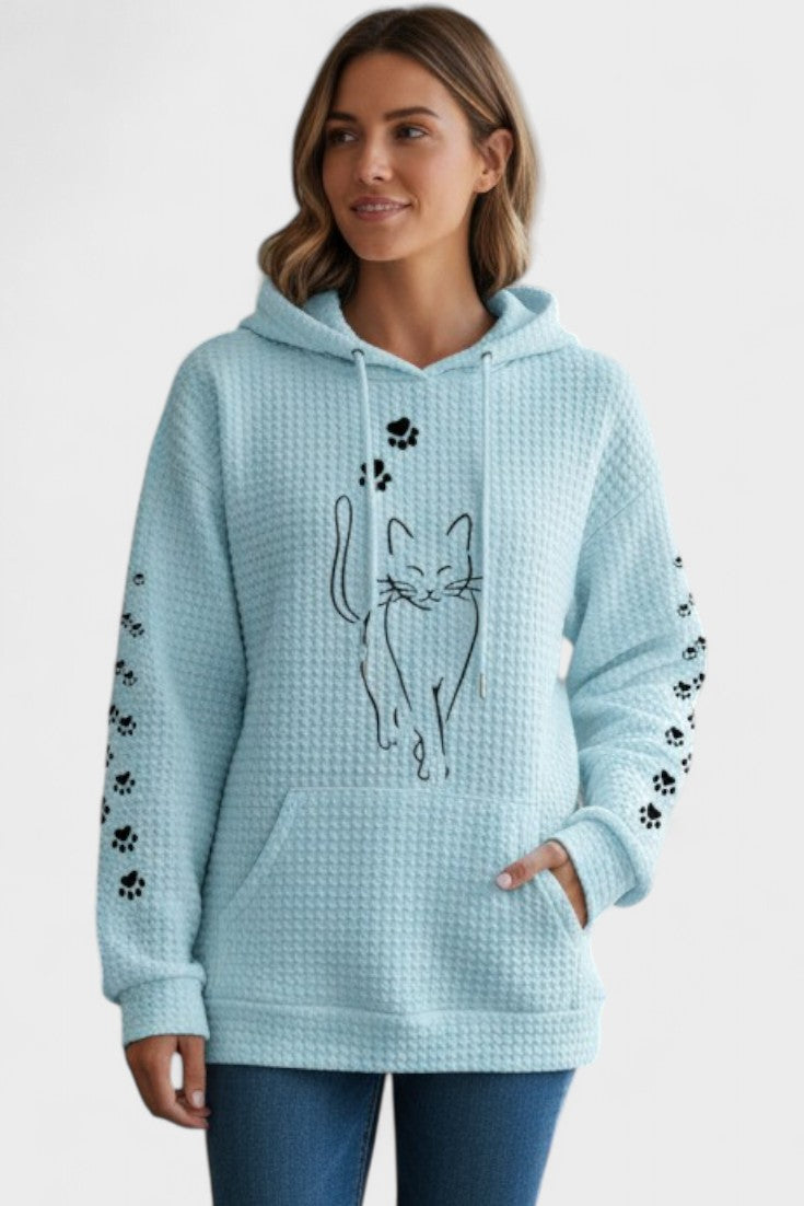 Melody | Black Cat Embroidered Hoodie