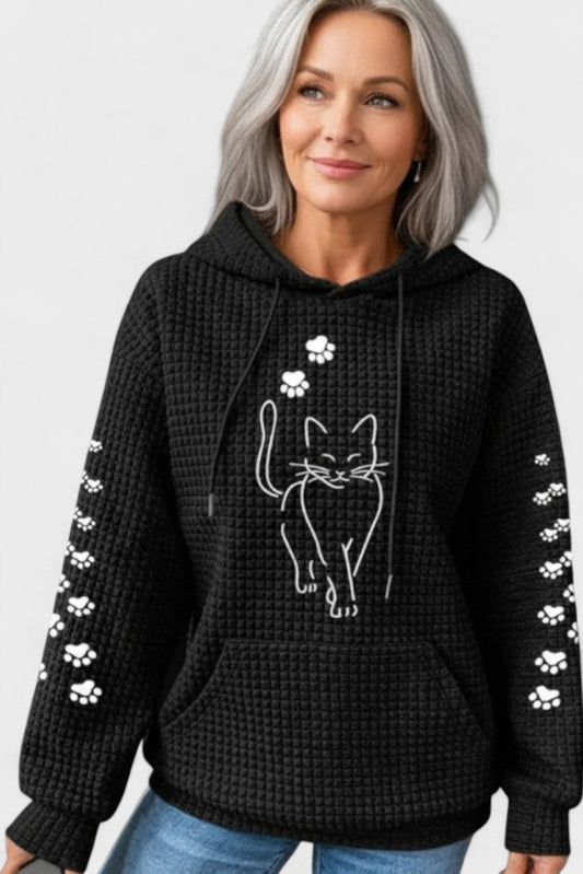 Melody | Black Cat Embroidered Hoodie