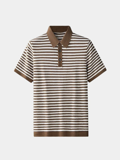 Maurice | Black and White Striped Polo
