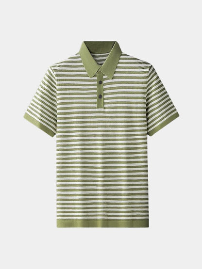 Maurice | Black and White Striped Polo