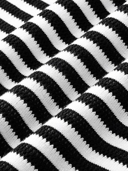 Maurice | Black and White Striped Polo