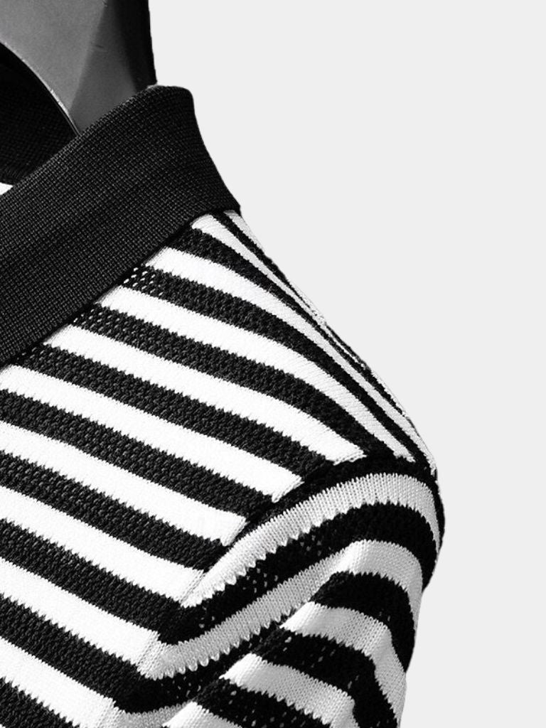 Maurice | Black and White Striped Polo