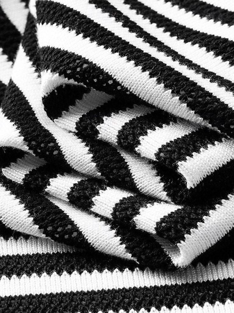 Maurice | Black and White Striped Polo