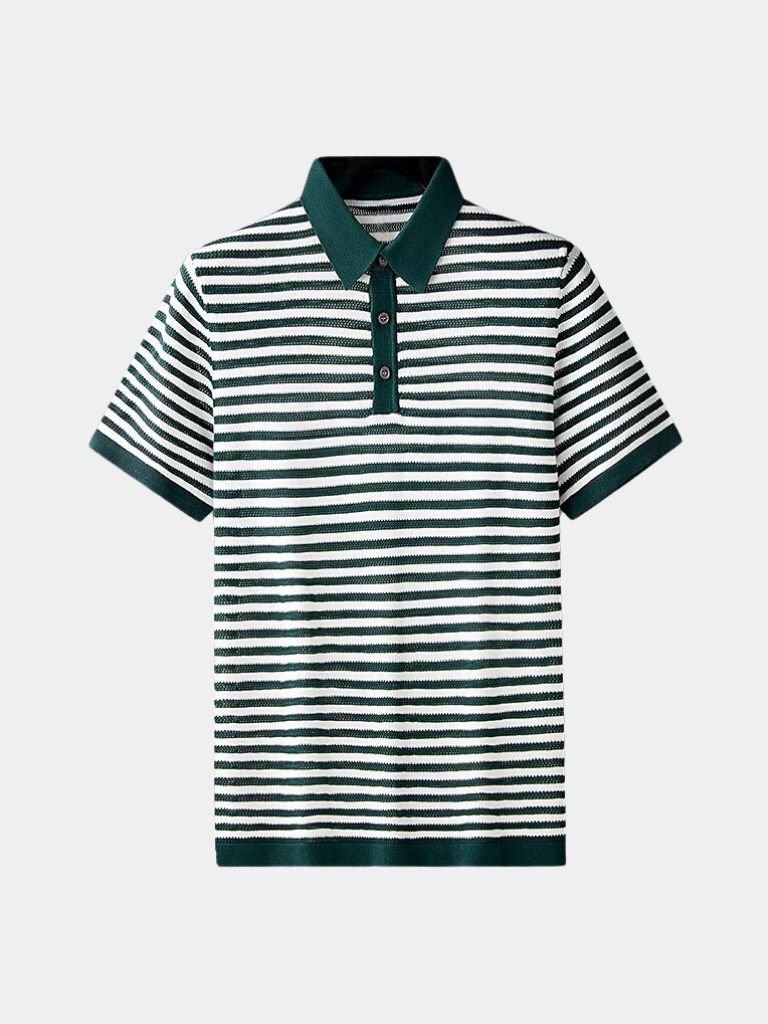 Maurice | Black and White Striped Polo