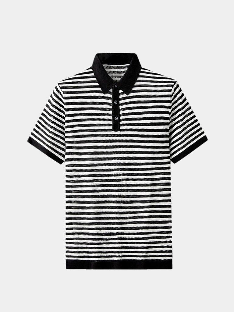 Maurice | Black and White Striped Polo