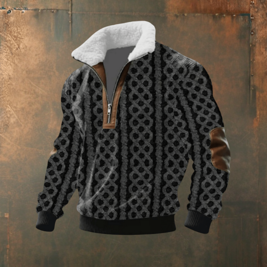 Marcus | Grey Contrast-Yoke Half-Zip Jumper