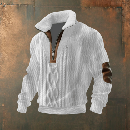 Marcus | Grey Contrast-Yoke Half-Zip Jumper