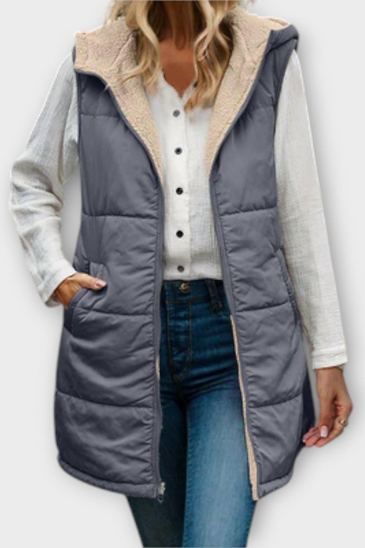 Marie | Olive Longline Quilted Gilet
