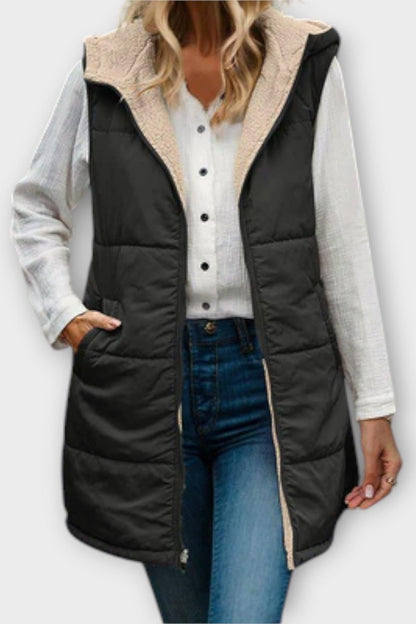 Marie | Olive Longline Quilted Gilet