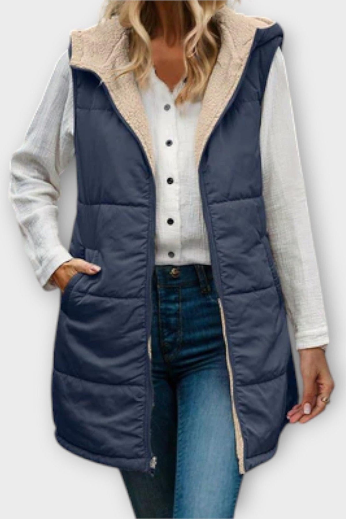 Marie | Olive Longline Quilted Gilet