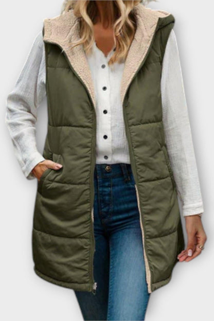 Marie | Olive Longline Quilted Gilet