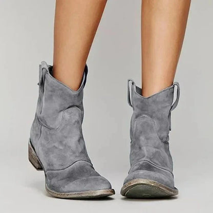 Marie | Taupe Western Ankle Boots