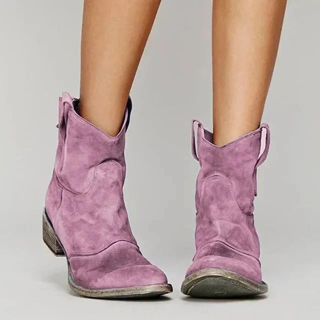 Marie | Taupe Western Ankle Boots